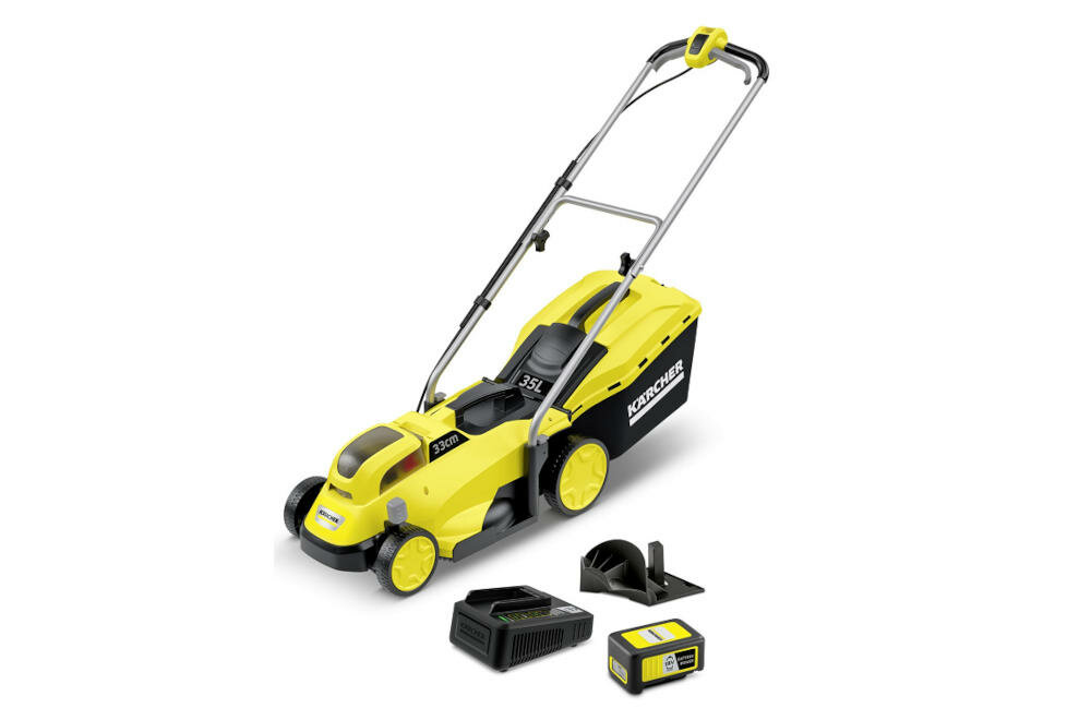 KARCHER kosiarka akumulatorowa lekkość zwrotność koszenie trawnik system kosz trawnik nawóz mulczowanie