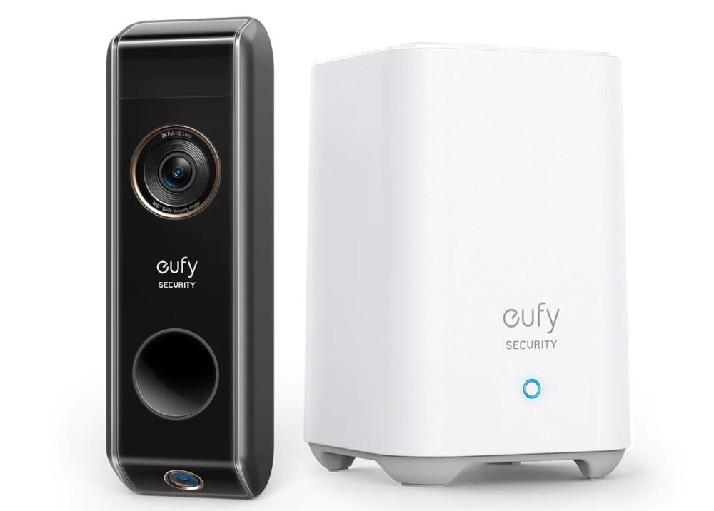 Wideodomofon EUFY Doorbell 2K E82101W4 Wi-Fi zaawansowany zestaw wideodomofonowy funkcja monitorowania wysoki poziom bezpieczenstwa dzwonek baza Home Base