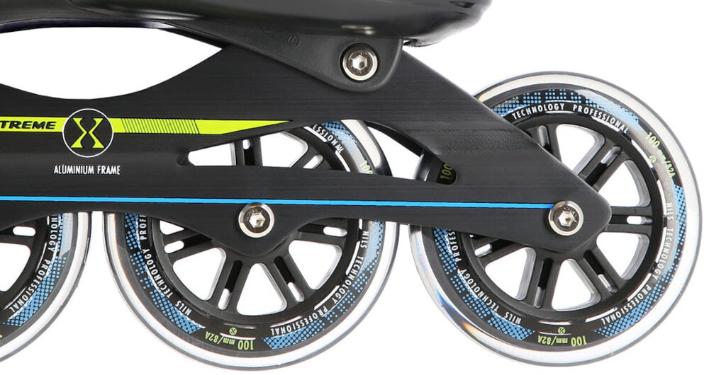 Łyżworolki NILS EXTREME NA1128 NA11010 (rozmiar 39-42) miękkie kółka twardość z materiaulu PU 82A średnica 84 mm grubość 24 mm bardzo dobra przyczepność do podłoża tłumią drgania łożyska ABEC-7