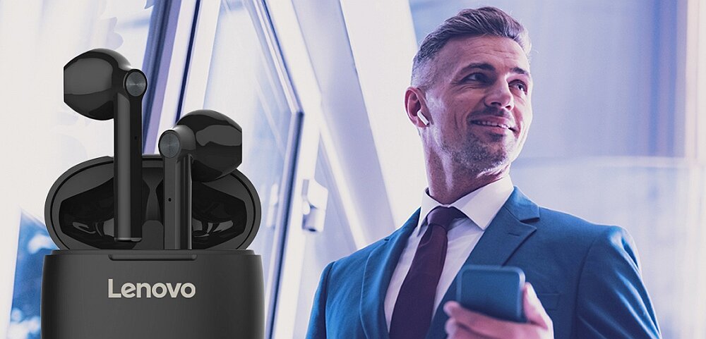 Słuchawki douszne LENOVO HT30 przetwornik szumy bluetooth parowanie bateria ładowanie pojemność muzyka rozmowy asystent sterowanie