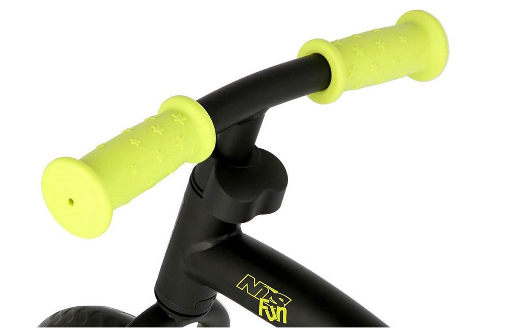 Rowerek biegowy NILS FUN RB06 Czarno żółty Ogranicznik skrętu kierownicy