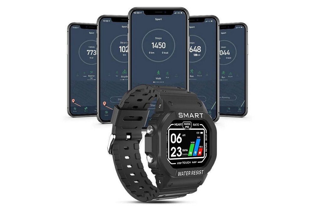 Smartwatch KUMI U2  ekran bateria czujniki zdrowie sport pasek ładowanie pojemność rozdzielczość łączność sterowanie krew puls rozmowy smartfon aplikacja 