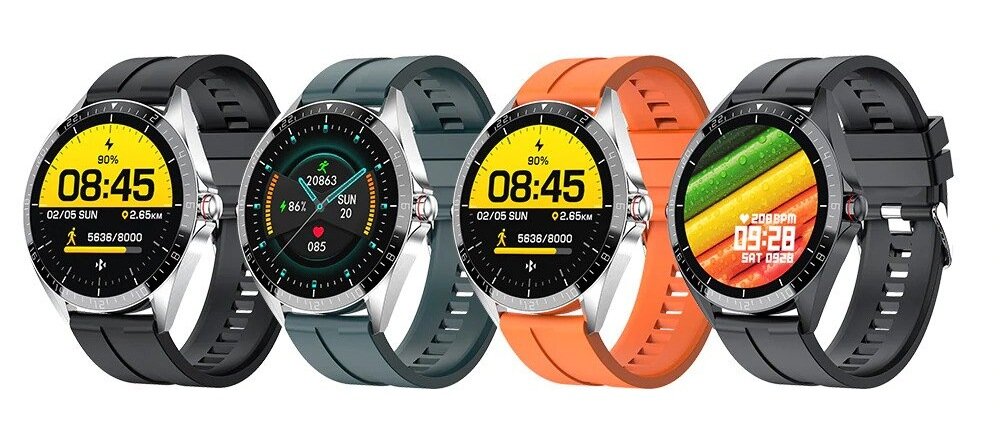 Smartwatch KUMI GW16T ekran bateria czujniki zdrowie sport pasek ładowanie pojemność rozdzielczość łączność sterowanie krew puls rozmowy smartfon aplikacja