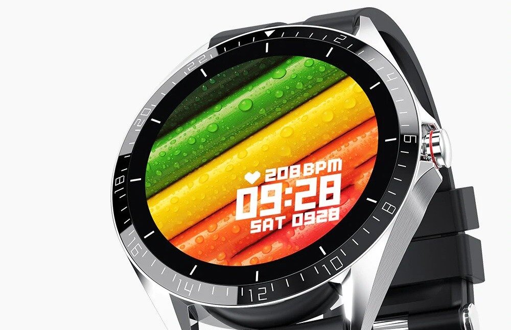 Smartwatch KUMI GW16T ekran bateria czujniki zdrowie sport pasek ładowanie pojemność rozdzielczość łączność sterowanie krew puls rozmowy smartfon aplikacja