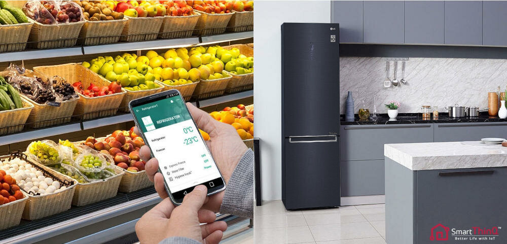 LG-GBB72MCQCN chłodziarka zamrażarka lodówka zdalne sterowanie smartfon smarthinq ustawienia temperatura