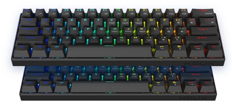 Klawiatura KRUX Neo Pro RGB Wireless Gateron Blue - estetyczne podsietlenie odtwarzanie określonych sekwencji