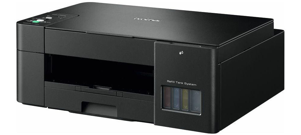 Urządzenie wielofunkcyjne BROTHER DCP-T420W Druk w kolorze, Wi-Fi prezentacja urządzenia na białym tle pod kątem wymiary swoboda organizacji