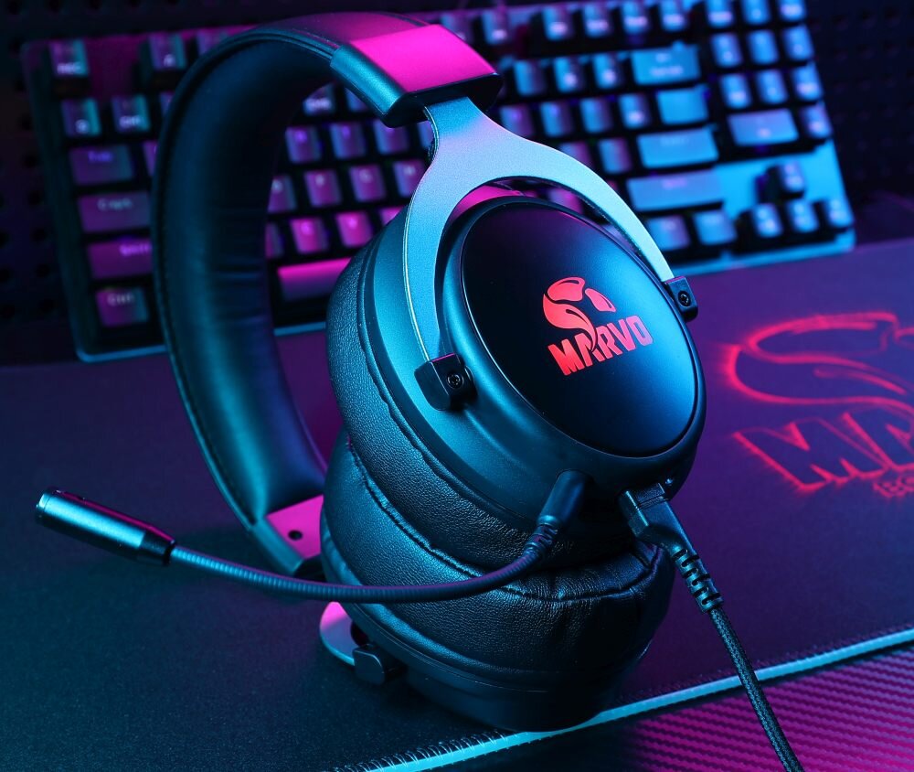 SŁUCHAWKI MARVO LEKKOŚĆ OBSŁUGA PODŚWIETLENIE JAKOŚĆ DŹWIĘK SYGNAŁ 