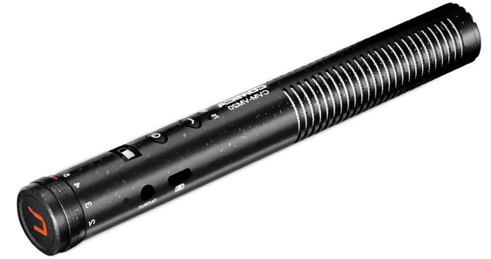 Mikrofon COMICA CVM-VM20 prezentacja mikrofonu na białym tle filtr Low‑Cut 75Hz 150Hz usuwanie niechcianych szumów izolacja dźwięku superkardioidalna charakterystyka redukcja hałasu 