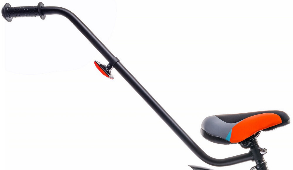 Rower dziecięcy SUN BABY Tiger Bike 16 cali dla chłopca Pomarańczowo-turkusowy wygodne poliuretanowe siodełko popychacz