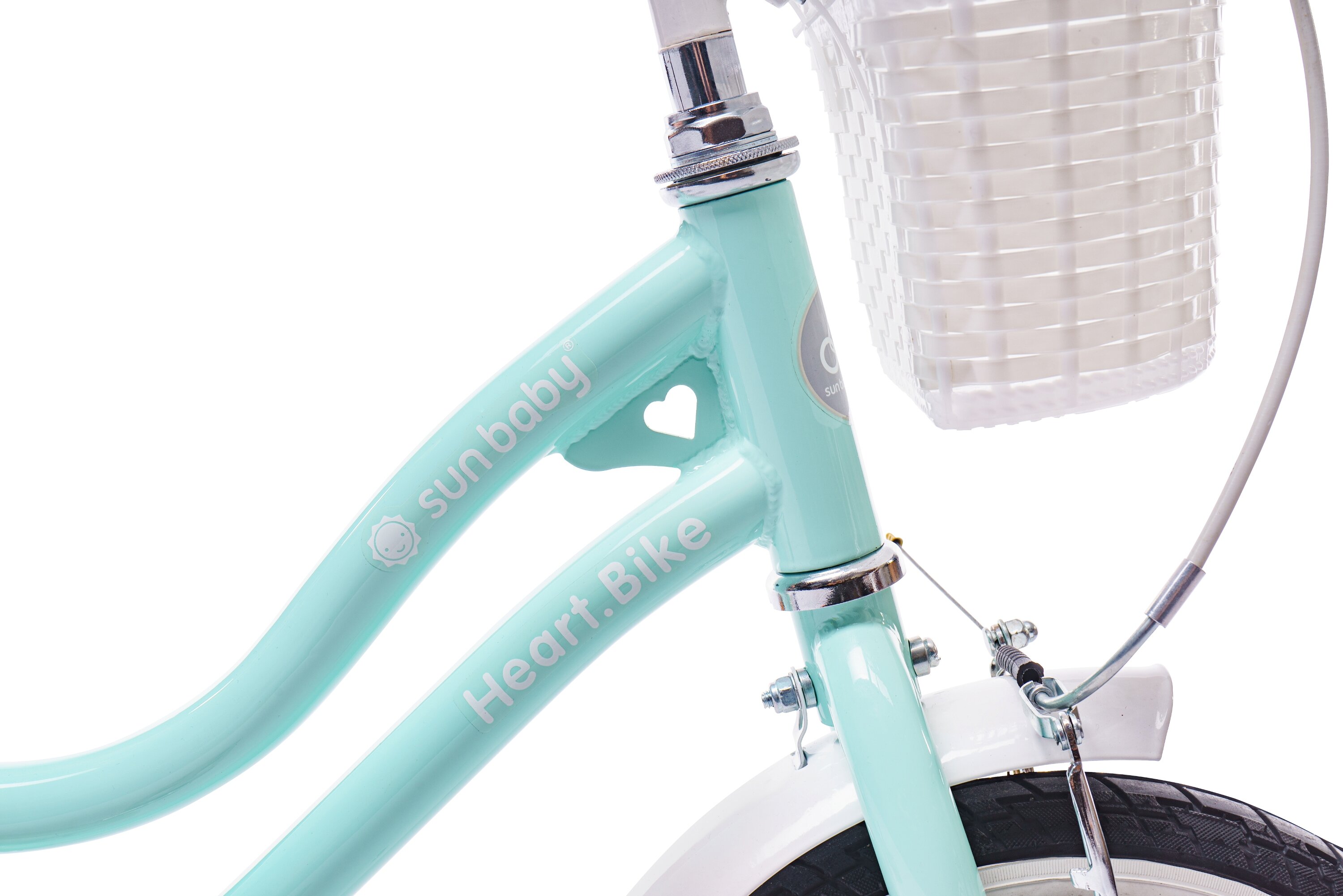 Rower dziecięcy SUN BABY Heart Bike 14 cali dla dziewczynki Miętowy rama stalowa 9-calowa geometria dostosowana do najmłodszych bardzo lekki waga 12 kg