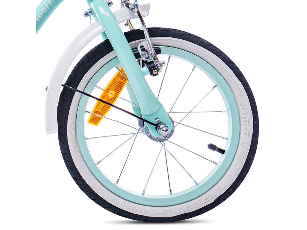 Rower dziecięcy SUN BABY Heart Bike 16 cali dla dziewczynki Miętowy koła 16-calowe na aluminiowych obręczach dla dziewczynek w wieku od 4 do 6 lat błotniki