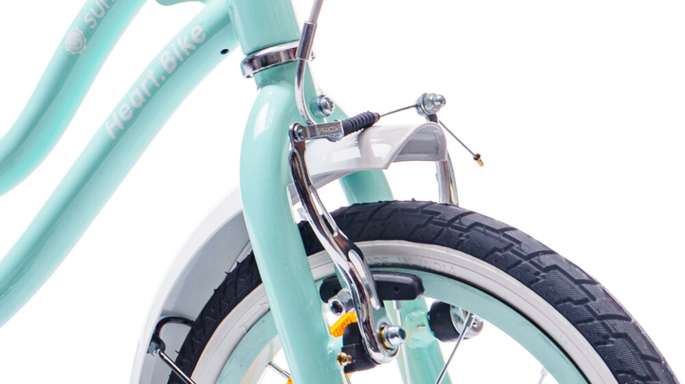 Rower dziecięcy SUN BABY Heart Bike 16 cali dla dziewczynki Miętowy przedni hamulec typu V-Brake tylny hamulec Torpedo