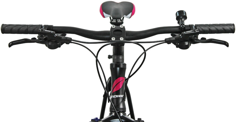 Rower górski MTB INDIANA X-Pulser 3.7 D21 27.5 cala damski Czarny kierownica marki MODE aluminiowy wspornik manetki pokryte gumowym materiałem dzwonek