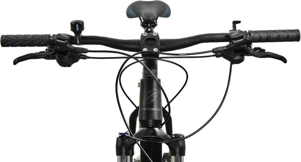 Rower górski MTB INDIANA X-Pulser 5.9 M19 29 cali męski Czarno-grafitowy kierownica marki MODE aluminiowy wspornik manetki pokryte gumowym materiałem dzwonek
