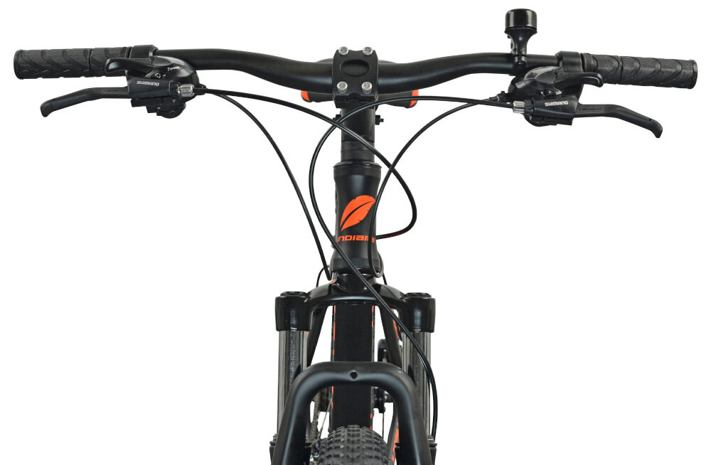 Rower górski MTB INDIANA X-Enduro 2.7 M19 27.5 cala męski Czarno-pomarańczowy kierownica marki MODE aluminiowy wspornik manetki pokryte gumowym materiałem dzwonek