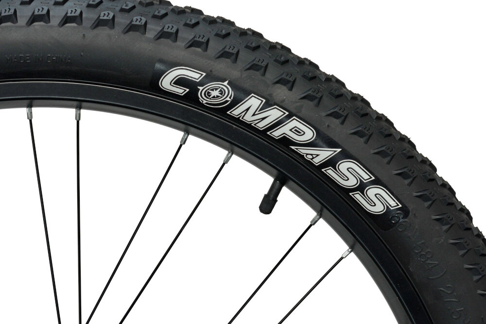 Rower górski MTB INDIANA X-Enduro 2.7 M15 27.5 cala męski Czarno-pomarańczowy duże 27,5-calowe koła na aluminiowych obręczach grube opony wytrzymałe na uszkodzenia doskonale tłumią drgania