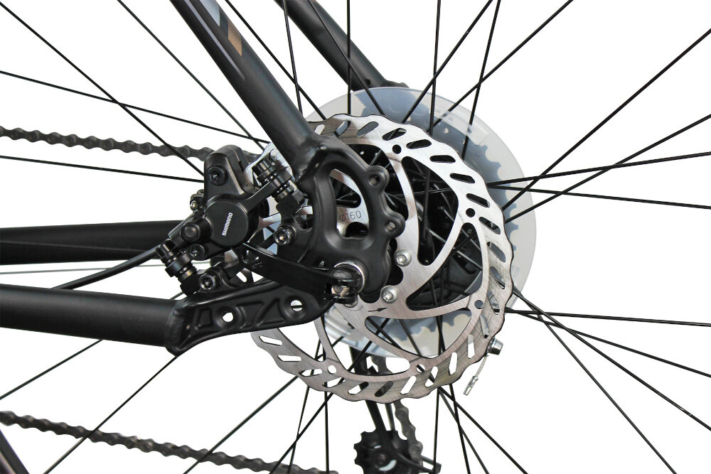 Rower crossowy INDIANA X-Cross 5.0 M23 męski Czarno-brązowy hamulce tarczowo-hydrauliczne marki SHIMANO niezawodne lekkie szybki czas reakcji działają na każdej nawierzchni