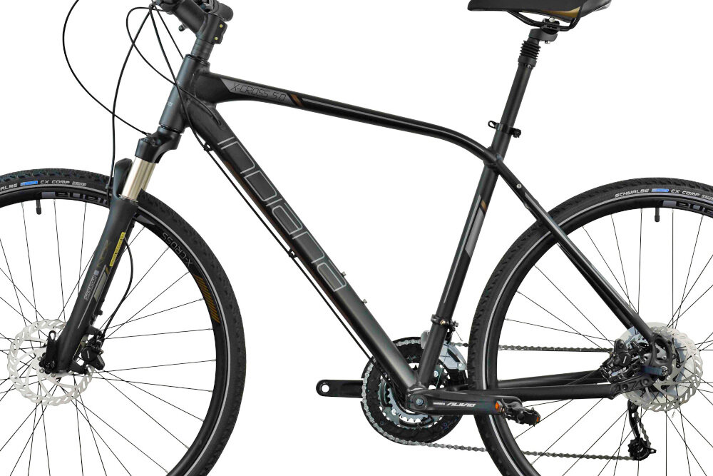 Rower crossowy INDIANA X-Cross 5.0 M19 męski Czarny rama aluminiowa 19-calowa lekka odporność na korozję i uszkodzenia mechaniczne