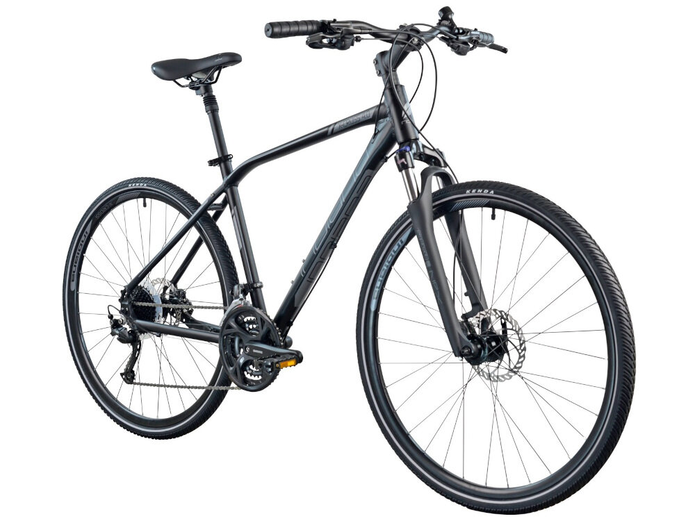 Rower crossowy INDIANA X-Cross 4.0 M19 męski Czarny liczne elementy poprawiające wygodę korzystania amortyzator podzespoły SHIMANO wygodny bezpieczny