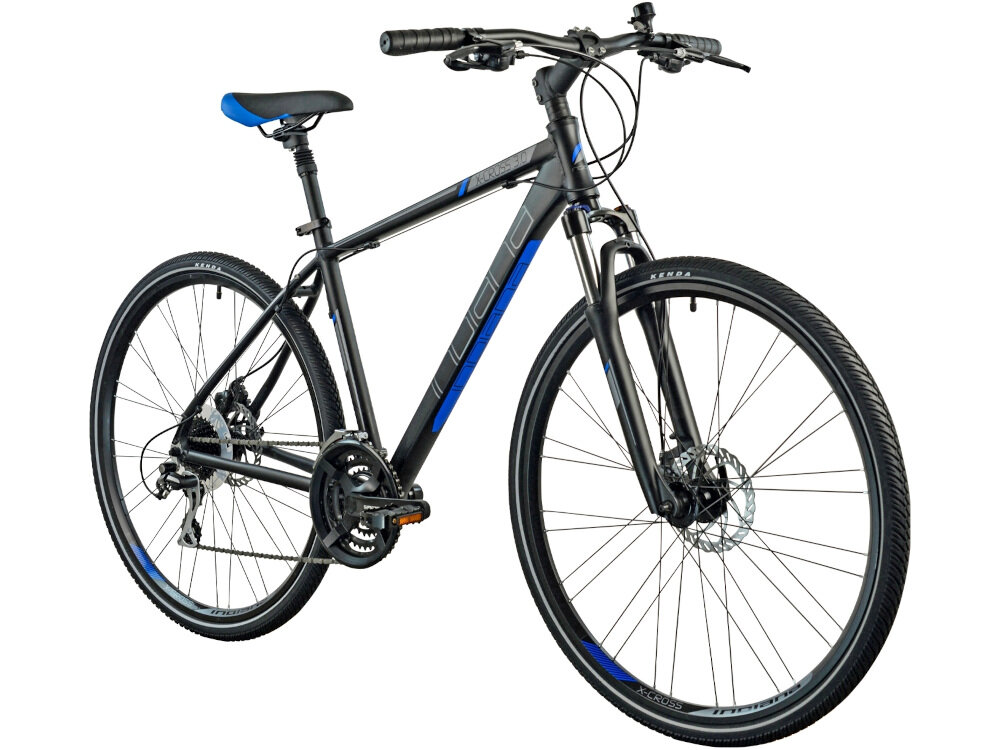Rower crossowy INDIANA X-Cross 3.0 M21 męski Czarno-niebieski w czarnym kolorze z niebieskimi akcentami dla mężczyzn podzespoły dostawców o najwyższej renomie na rynku rower crossowy do jazdy po trudnym terenie do jazdy po górzystych bezdrożach