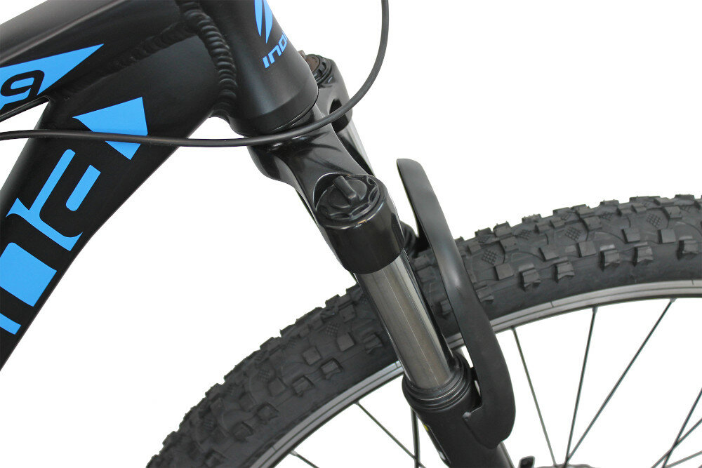 Rower górski MTB INDIANA X-Pulser 1.9 M19 29 cali męski Czarno-niebieski amortyzator przedni marki HL Corp zniweluje nierówności w trudnych terenach