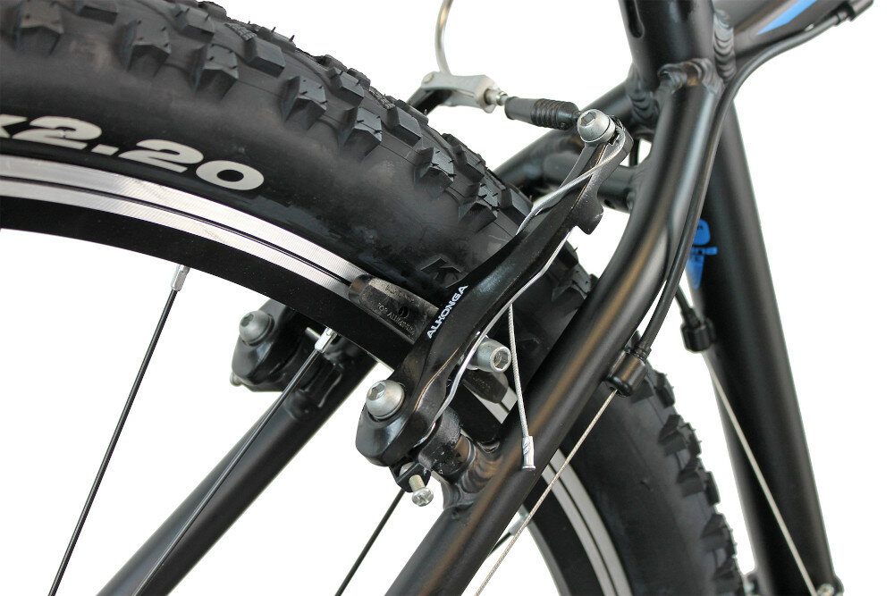 Rower górski MTB INDIANA X-Pulser 1.9 M19 29 cali męski Czarno-niebieski hamulce przedni hamulec mechaniczno-tarczowy tylny hamulec V-Brake marki ALHONGA niezawodne lekkie szybki czas reakcji bezawaryjne na każdą nawierzchnię