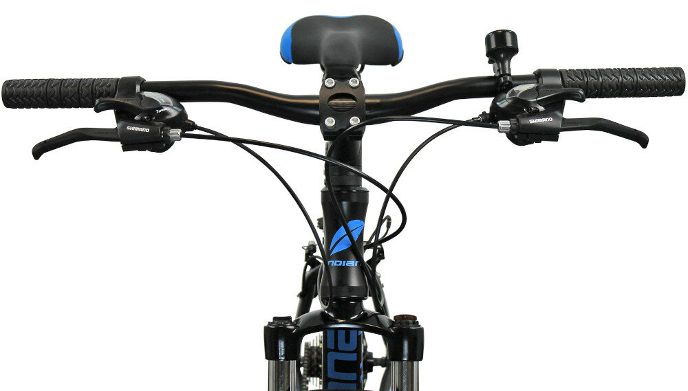 Rower górski MTB INDIANA X-Pulser 1.9 M19 29 cali męski Czarno-niebieski kierownica marki MODE aluminiowy wspornik manetki kierownicy pokryte specjalnym gumowym materiałem dzwonek