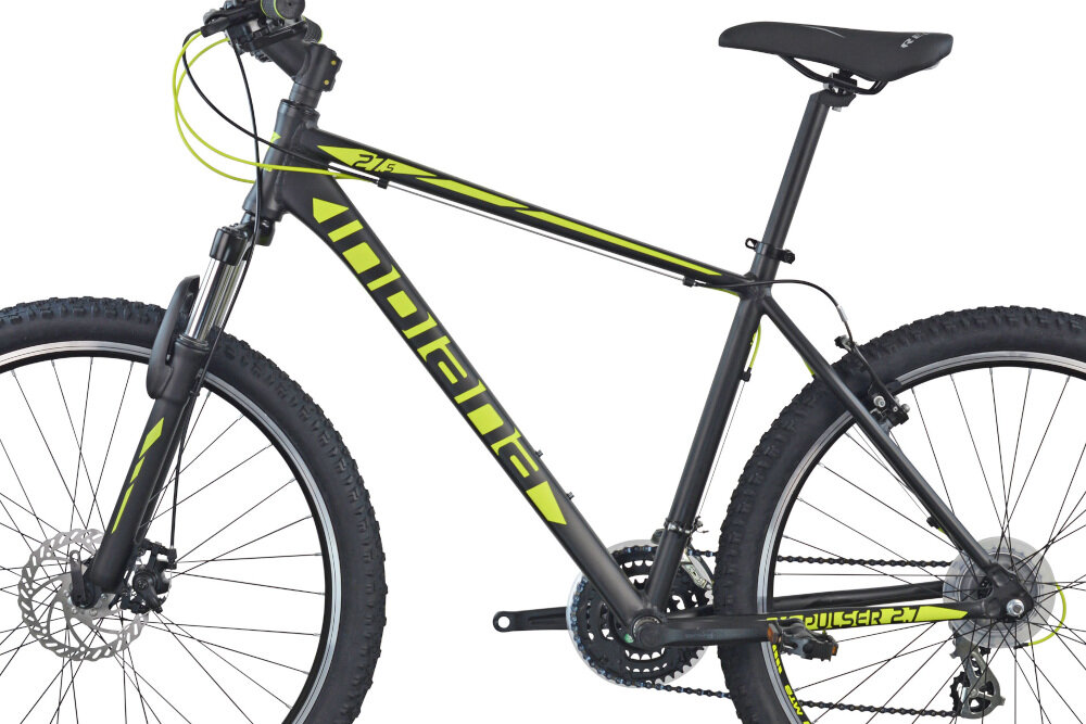 Rower górski MTB INDIANA X-Pulser 2.7 M21 27.5 cala męski Czarno-żółty rama 21-calowe aluminiowa lekka odporność na korozję i uszkodzenia mechaniczne dla osób o wzroście 180-190 cm