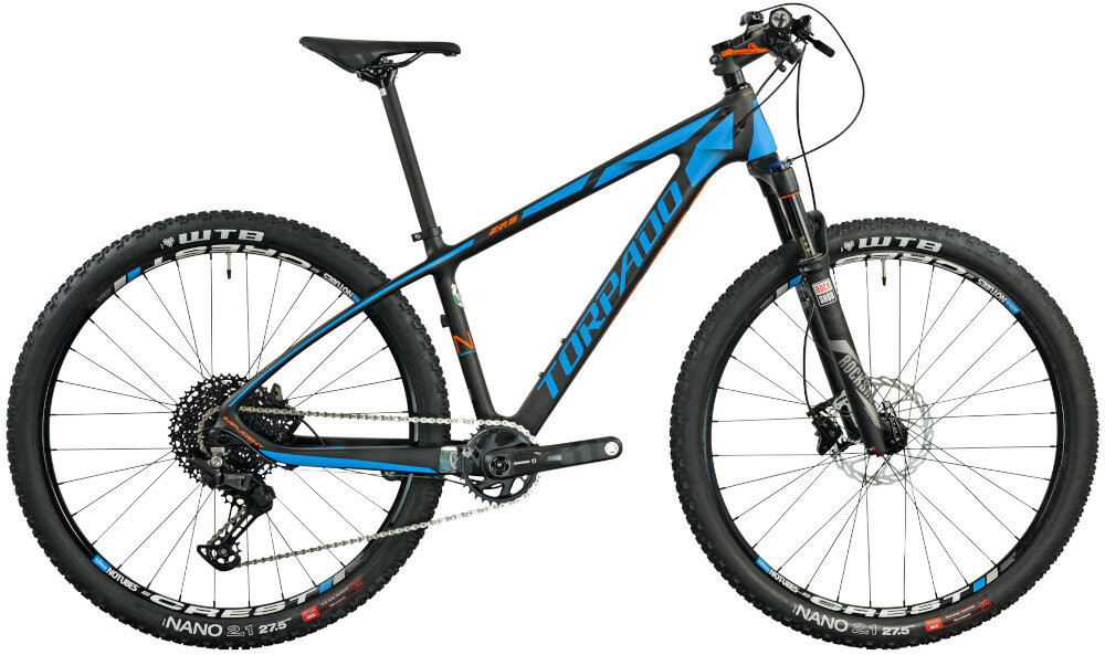 Rower górski MTB TORPADO Nearco N M19 27.5 cala męski Czarno-niebieski wyglad bok