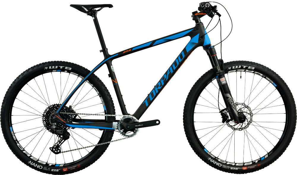 Rower górski MTB TORPADO Nearco N M15 27.5 cala męski Czarno-niebieski wyglad bok
