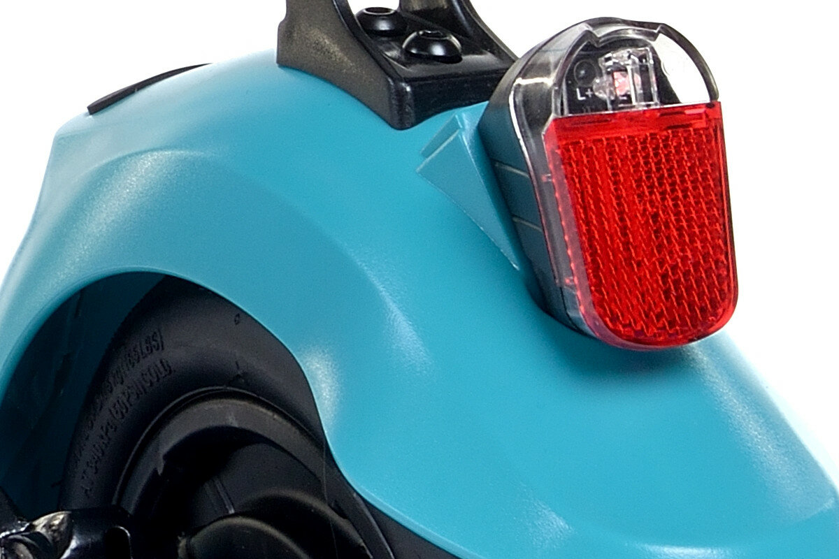 Hulajnoga elektryczna FRUGAL Alpha Czarno-turkusowy przednia lampa LED lampa tylna świtło STOP