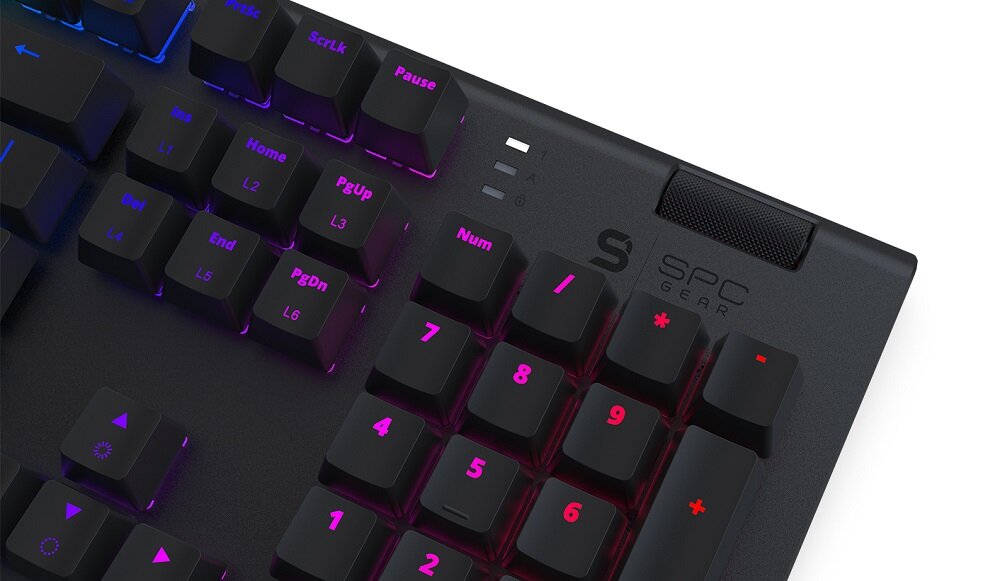 Klawiatura SPC GEAR GK650K Omnis Kailh Blue - estetyczne podsietlenie odtwarzanie określonych sekwencji