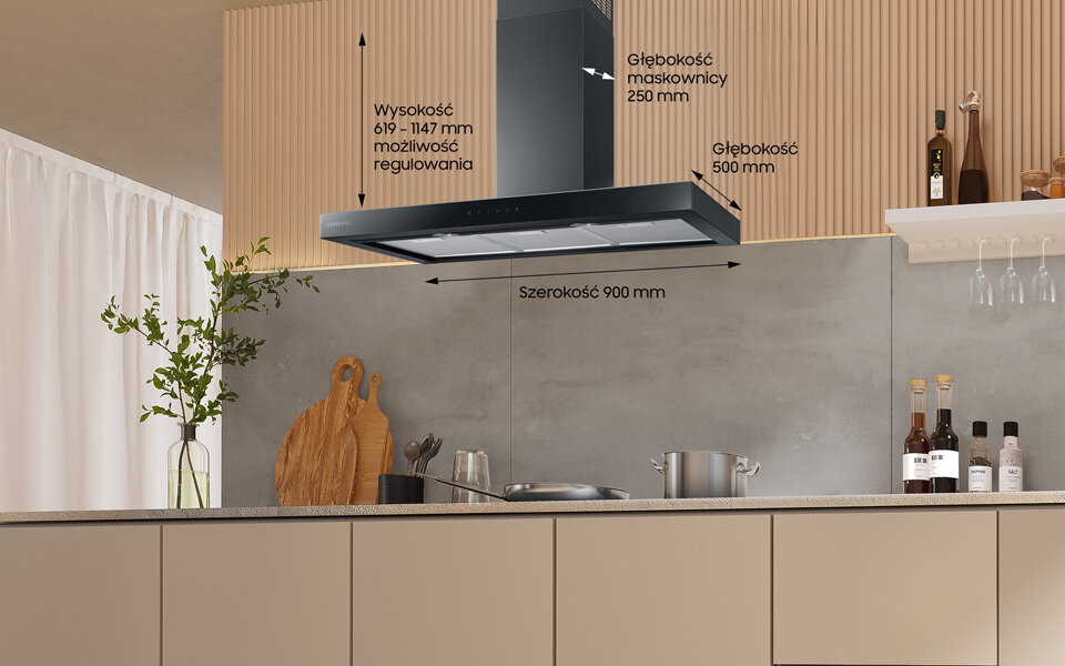 Okap NK36M5070BM - jakie są wymiary? Okap kominowy Samsung NK36M5070BM - jakie ma wymiary?