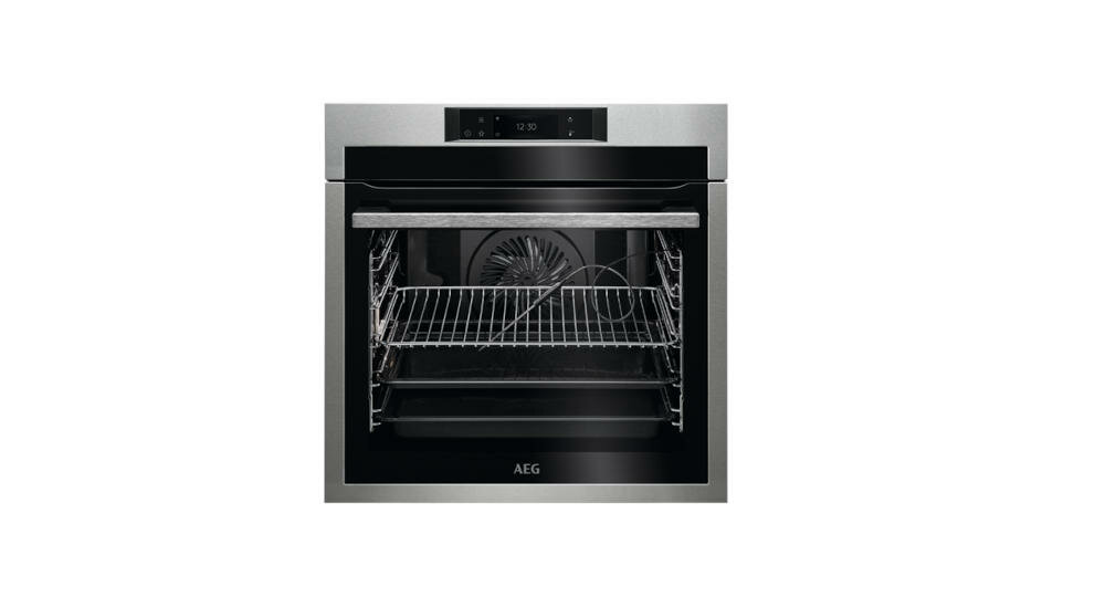 AEG-BPE748380M piekarnik urządzenie chromowany ruszt emaliowana blacha sonda do pieczenia kabel instrukcja karta gwarancyjna