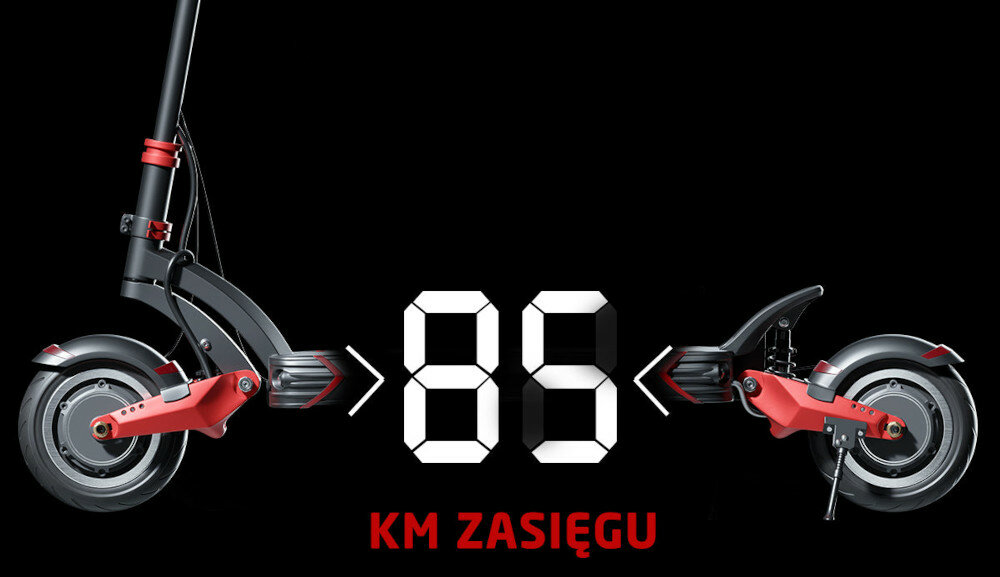 Hulajnoga elektryczna MOTUS Pro 10 Sport Czarny ladowanie zasieg