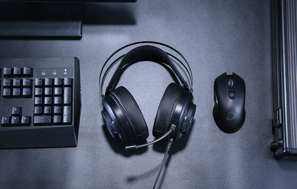 Słuchawki DAREU EH416 RGB Czarne jakość dźwięk membrana średnica przetworniki