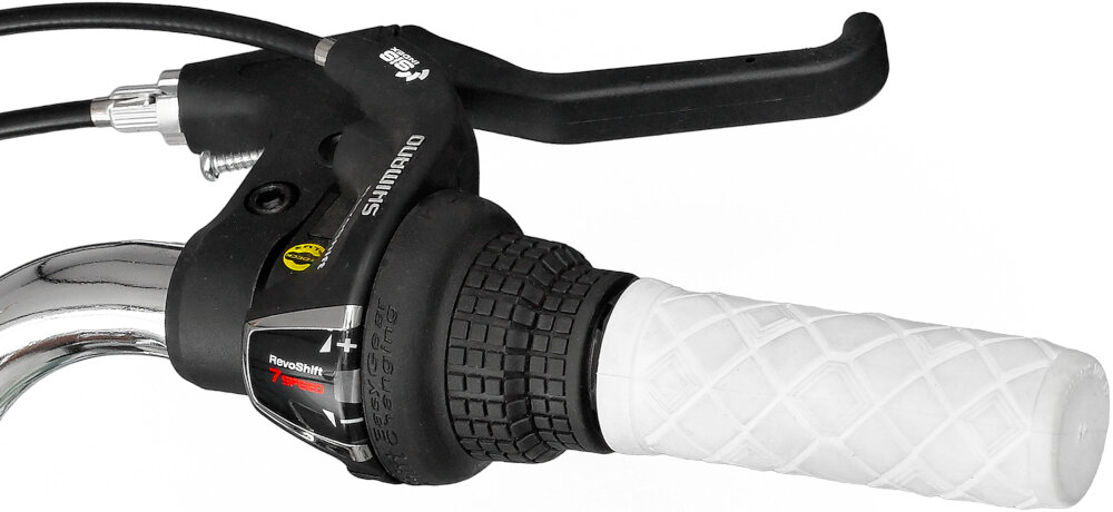 Rower Miejski INDIANA Brawa 7B 28 cali damski Szmaragdowy - Przerzutki na przód na tył SHIMANO Tourney 7 biegów manetki SHIMANO Revoshift