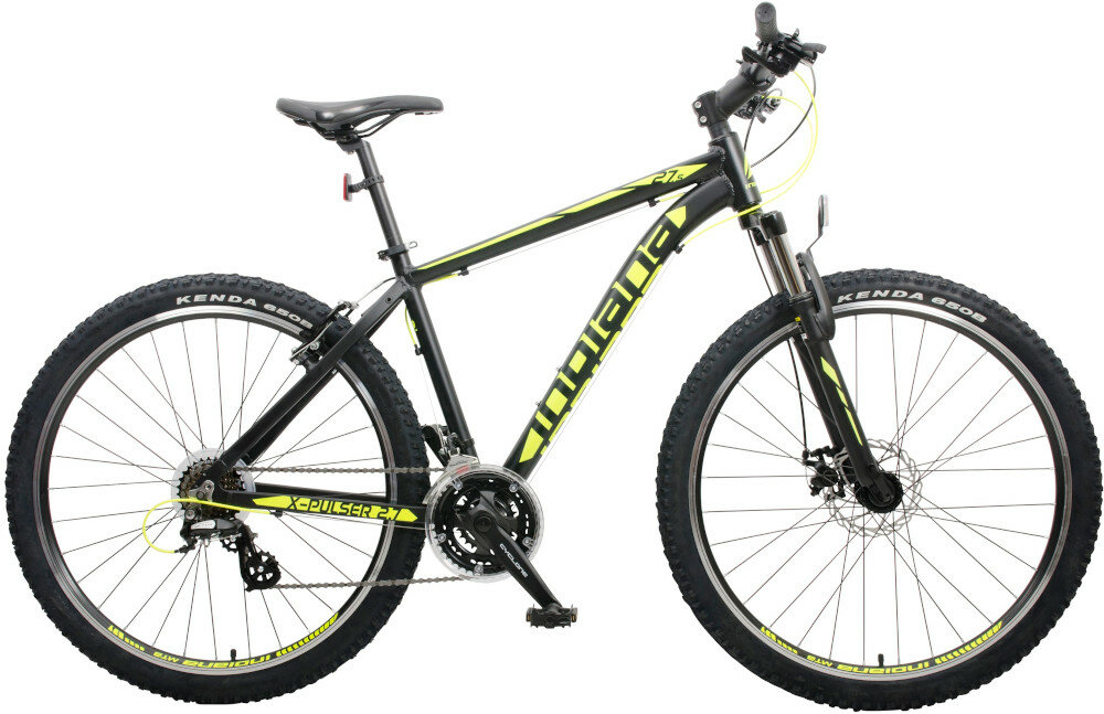 Rower górski MTB INDIANA X-Pulser 2.7 M18 27.5 cala męski Czarno-żółty wyglad front bok