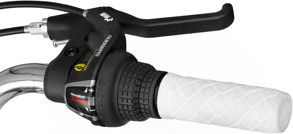 Rower Miejski INDIANA Galaxy 7B 28 cali damski biały - Przerzutki na przód na tył SHIMANO Tourney 7 biegów manetki SHIMANO Revoshift