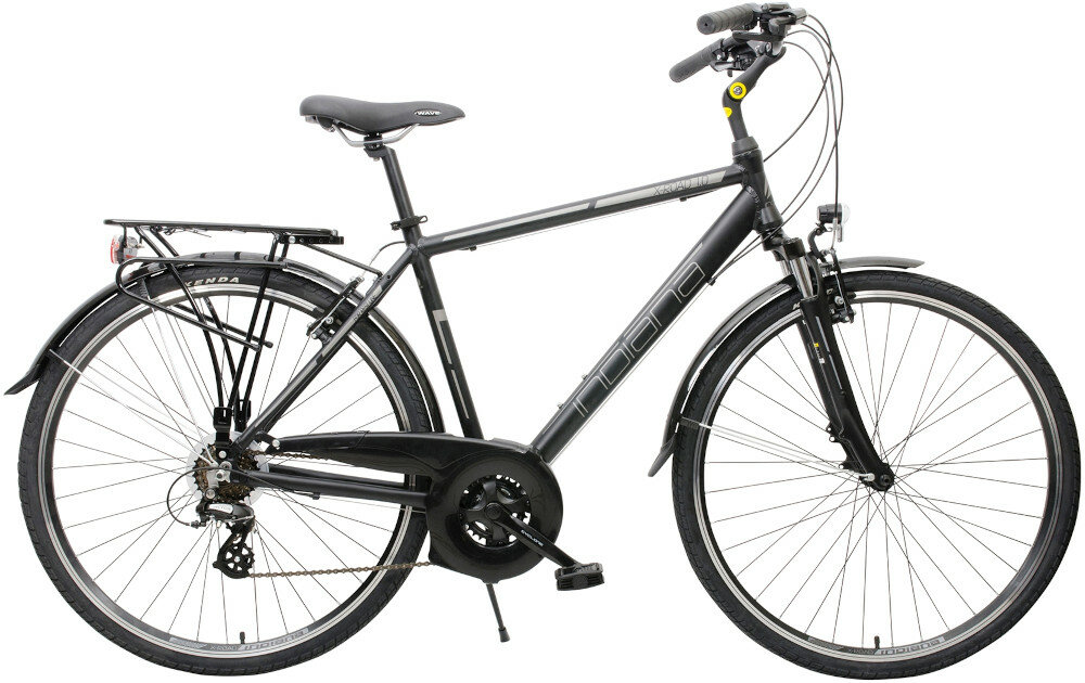 Rower trekkingowy INDIANA X-Road 1.0 M20 28 cali męski Czarny wyglad front bok