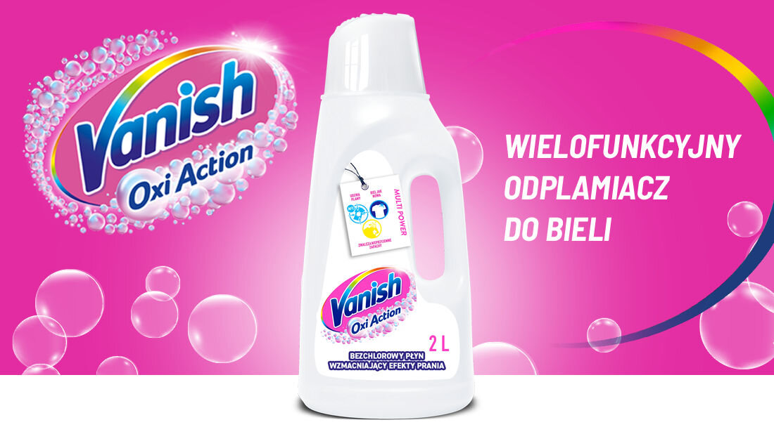 Odplamiacz do prania VANISH Oxi Action Biały 2000 ml krótki cykl niskie temperatury