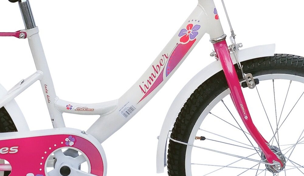Rower dziecięcy LIMBER Girl 20 cali dla dziewczynki Biało-różowy rama stalowa 10-calowa wysoki standard wykonania solidność waga 10 kg