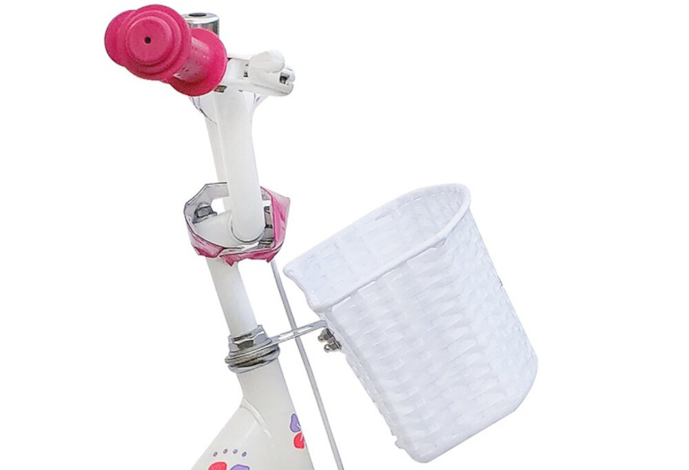 Rower dziecięcy LIMBER Girl 20 cali dla dziewczynki Biało-różowy koszyk na przodzie kierownicy odblaski na kołach lepsza widoczność większe bezpieczeństwo