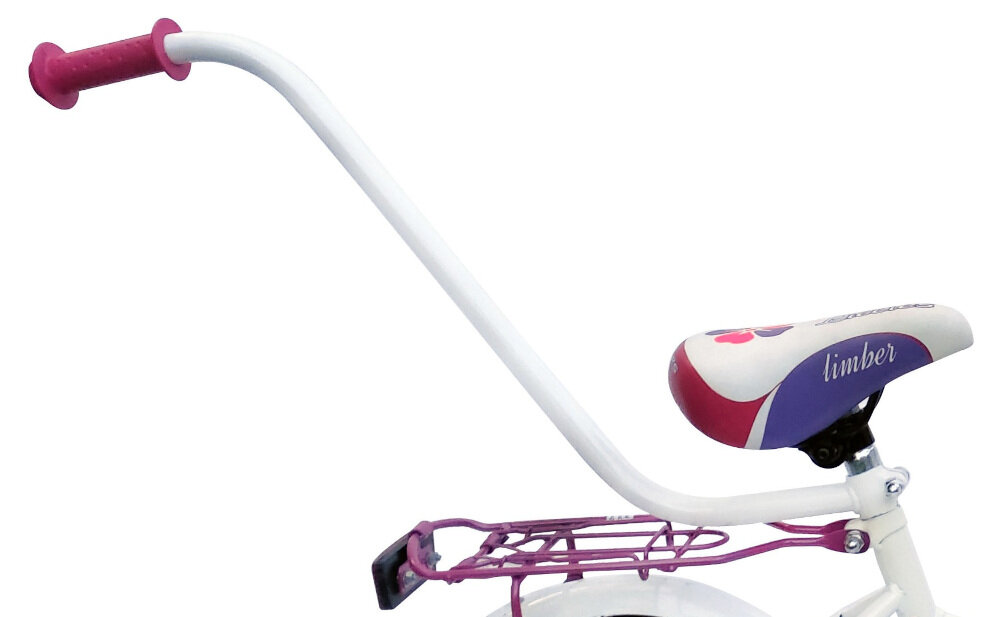 Rower dziecięcy LIMBER Girl 12 cali dla dziewczynki Biało-różowy wygodne dziecięce siodełko prowadnik do nauki jazdy bagażnik pod siodełkiem