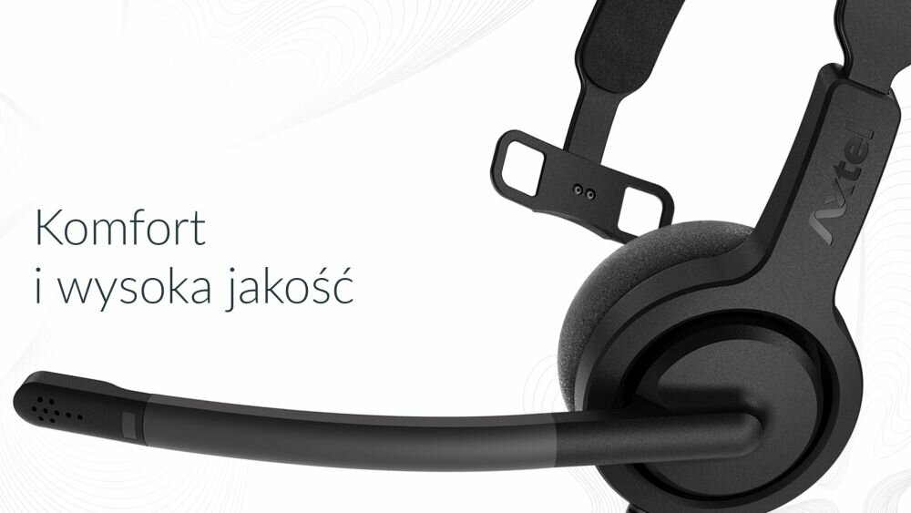 SŁUCHAWKI AXTEL VOICE USB28 MONO NC USB Z MIKROFONEM CZARNE miękka gąbka nauszniki pałąk