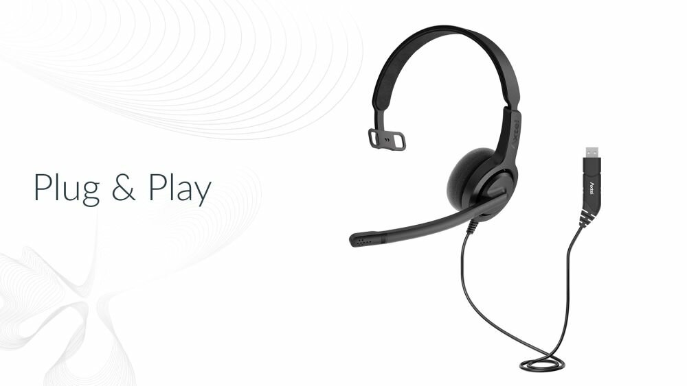 SŁUCHAWKI AXTEL VOICE USB28 MONO NC USB Z MIKROFONEM CZARNE plug play złącze USB