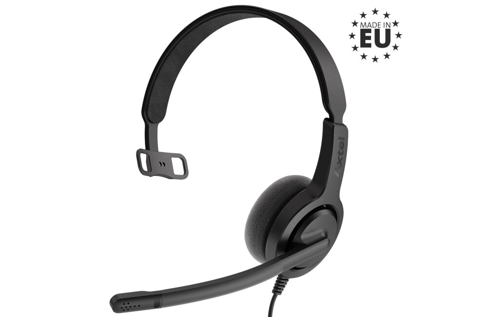 SŁUCHAWKI AXTEL VOICE USB28 MONO NC USB Z MIKROFONEM CZARNE kierunkowy mikrofon automatic gain control