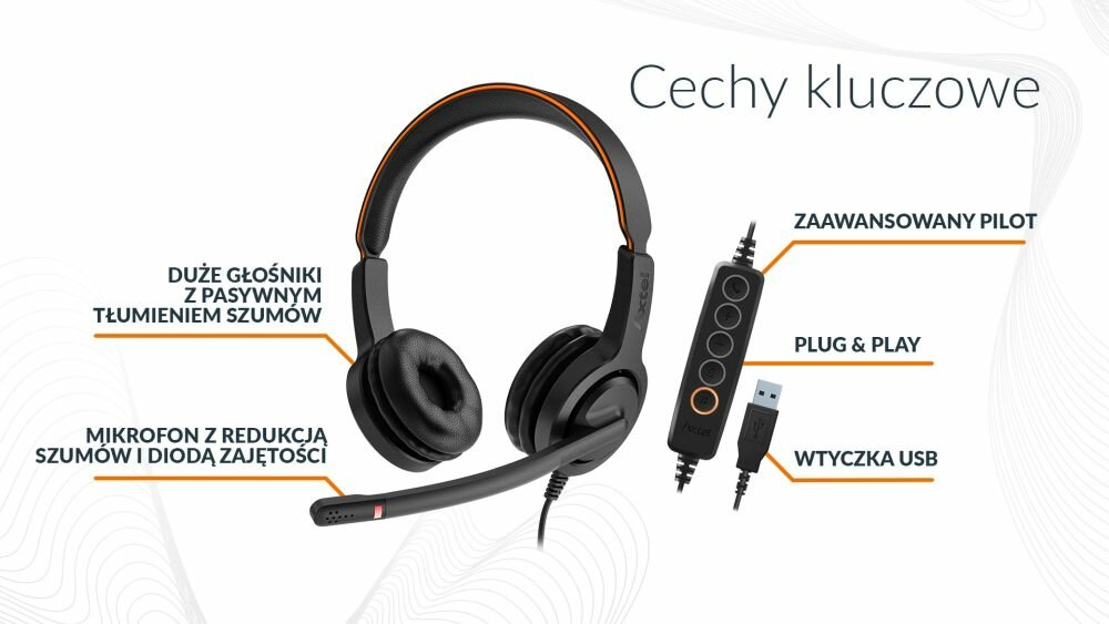 SŁUCHAWKI AXTEL VOICE UC40 DUO HD NC USB Z MIKROFONEM CZARNE