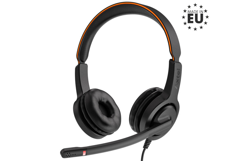 SŁUCHAWKI AXTEL VOICE UC40 DUO HD NC USB Z MIKROFONEM CZARNE funkcja audio dioda zajętości